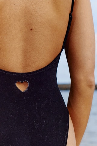 $Maillot 1 pièce en velours Heartsuniz - Noir