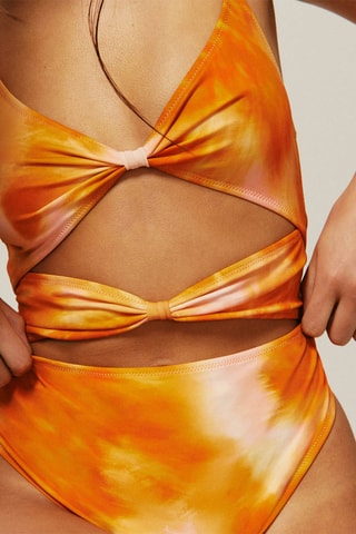 $Maillot 1 pièce tie and dye Suntaniz - Corail et blanc