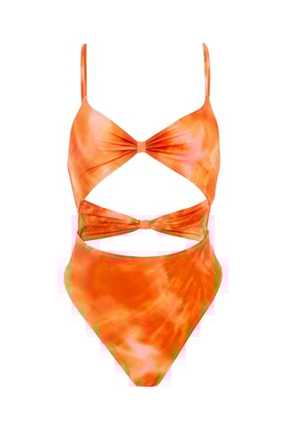 $Maillot 1 pièce tie and dye Suntaniz - Corail et blanc