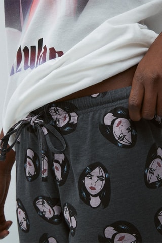$Pantalon casual en coton biologique Mulan Disney Mulalliz - Gis foncé chiné - Undiz