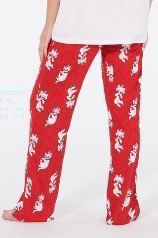 $Pantalon droit de pyjama Les Aristochats Disney Christmariz en coton biologique - Rouge