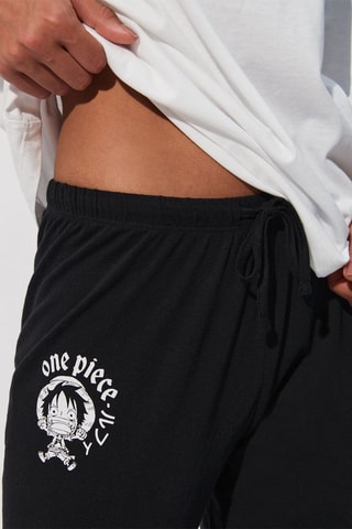 $Pantalon de pyjama One Piece Luffiz en coton biologique - Noir - Undiz