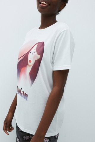 $T-shirt en coton biologique Mulan Disney Mulalliz - Blanc - Undiz