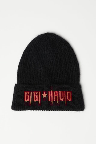 $Bonnet en mohair, laine et alpaga Tommy x Gigi - Noir et rouge