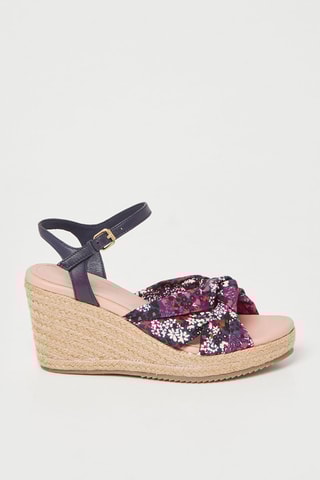 $Sandales compensées en cuir Taylina - Bleu marine