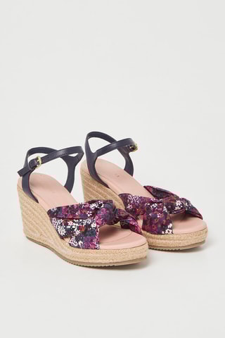 $Sandales compensées en cuir Taylina - Bleu marine