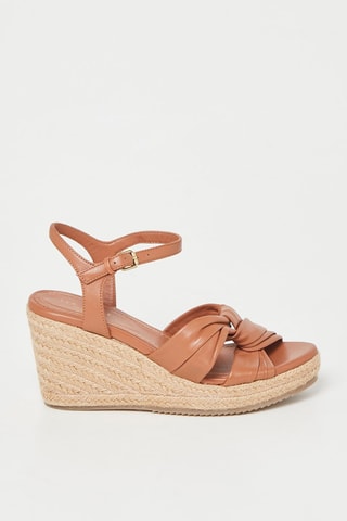 $Sandales compensées en cuir de mouton Carda - Camel
