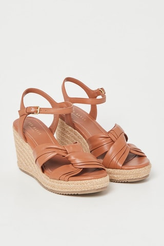 $Sandales compensées en cuir de mouton Carda - Camel