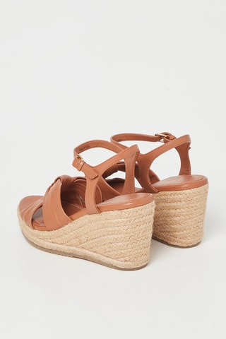 $Sandales compensées en cuir de mouton Carda - Camel