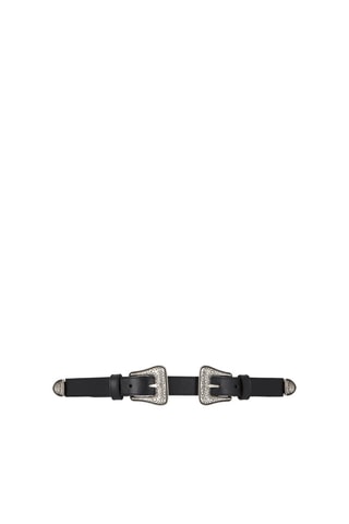 $Ceinture en cuir de veau - Noir