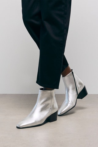 $Bottines en cuir de chèvre - Argenté