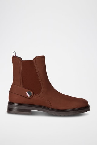 $Bottines Chelsea en cuir Marron et blanc
