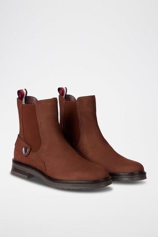 $Bottines Chelsea en cuir Marron et blanc