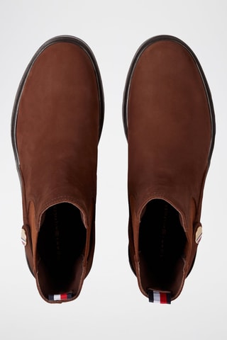 $Bottines Chelsea en cuir Marron et blanc