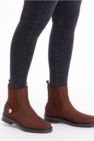 $Bottines Chelsea en cuir Marron et blanc