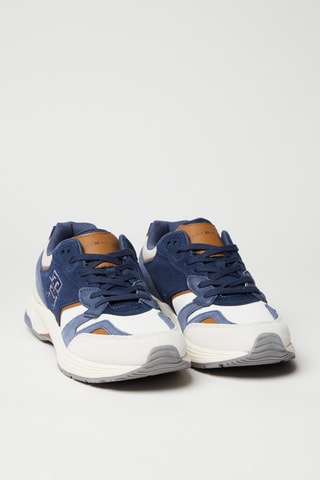$Baskets en cuir - Bleu et blanc