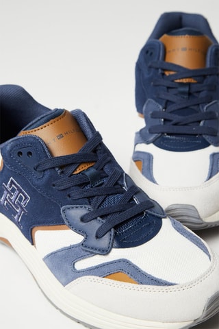 $Baskets en cuir - Bleu et blanc