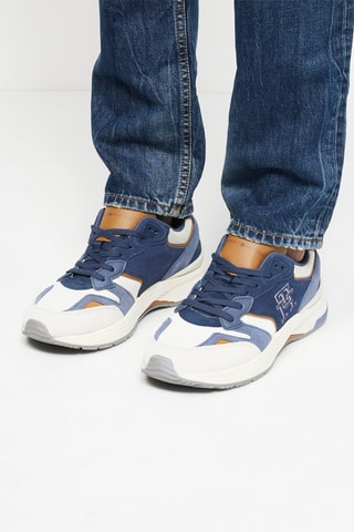 $Baskets en cuir - Bleu et blanc
