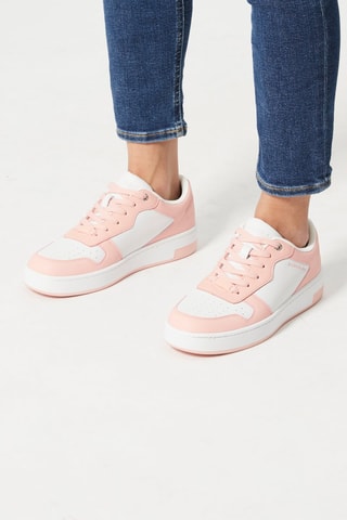 $Baskets en cuir Blanc et rose
