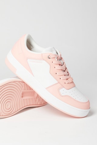 $Baskets en cuir Blanc et rose