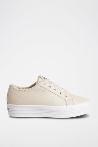 $Baskets fourrées en cuir Beige
