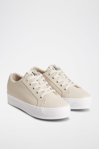 $Baskets fourrées en cuir Beige