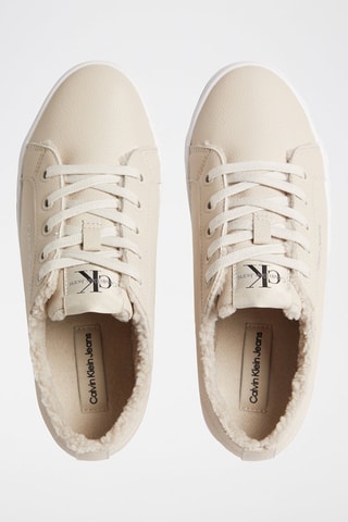 $Baskets fourrées en cuir Beige