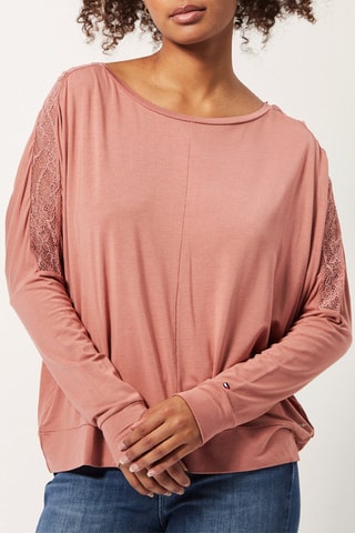 $Pull bi-matière Vieux rose