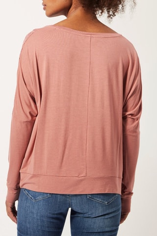 $Pull bi-matière Vieux rose