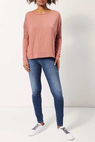 $Pull bi-matière Vieux rose