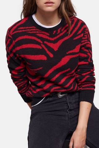 $Pull en laine Rouge et noir