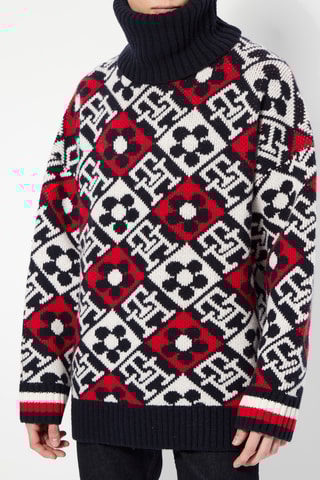 $Pull en laine Noir et rouge