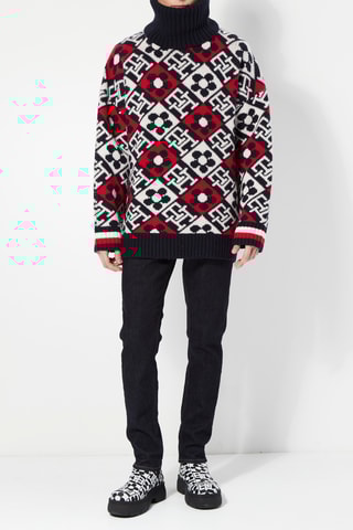 $Pull en laine Noir et rouge