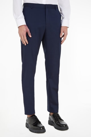 $Pantalon droit en laine vierge Bleu marine