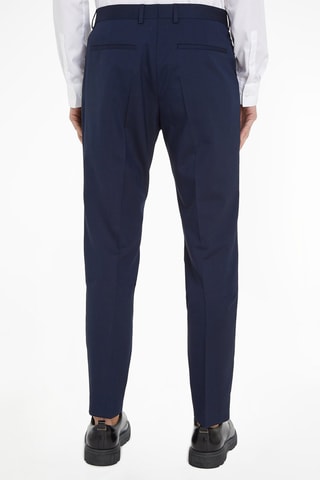 $Pantalon droit en laine vierge Bleu marine