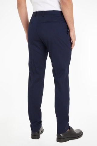 $Pantalon droit en laine vierge Bleu marine