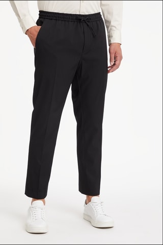 $Pantalon droit en laine Noir
