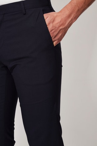 $Pantalon droit en laine vierge Bleu foncé