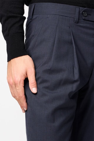 $Pantalon droit 7/8 en laine Bleu marine