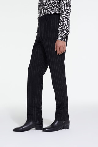 $Pantalon droit en laine Noir et blanc