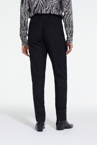 $Pantalon droit en laine Noir et blanc