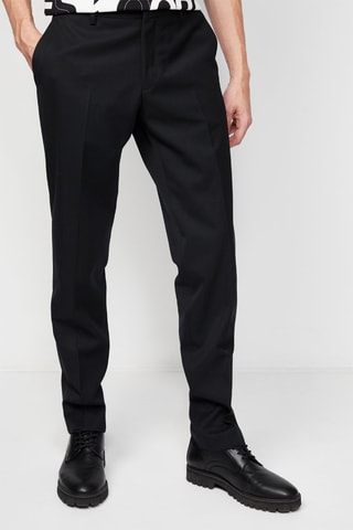 $Pantalon droit en laine Noir