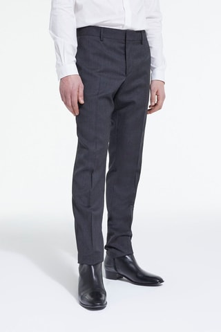 $Pantalon droit en laine Noir