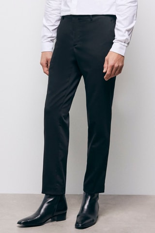 $Pantalon droit en laine Noir