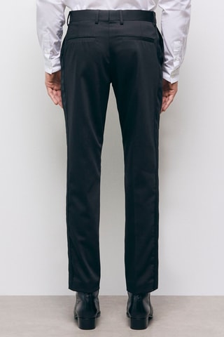 $Pantalon droit en laine Noir