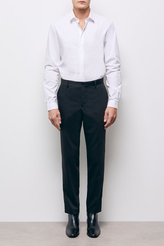 $Pantalon droit en laine Noir