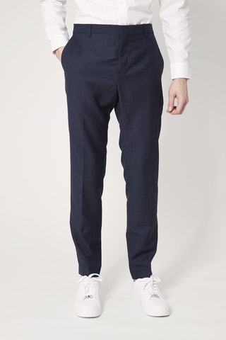 $Pantalon droit en laine Bleu marine