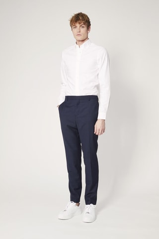 $Pantalon droit en laine Bleu marine