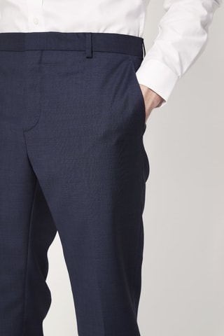 $Pantalon droit en laine Bleu marine