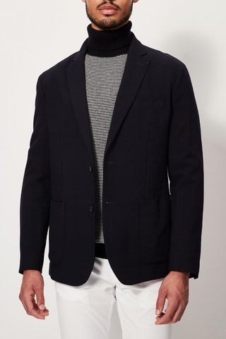 $Veste en laine vierge Bleu marine